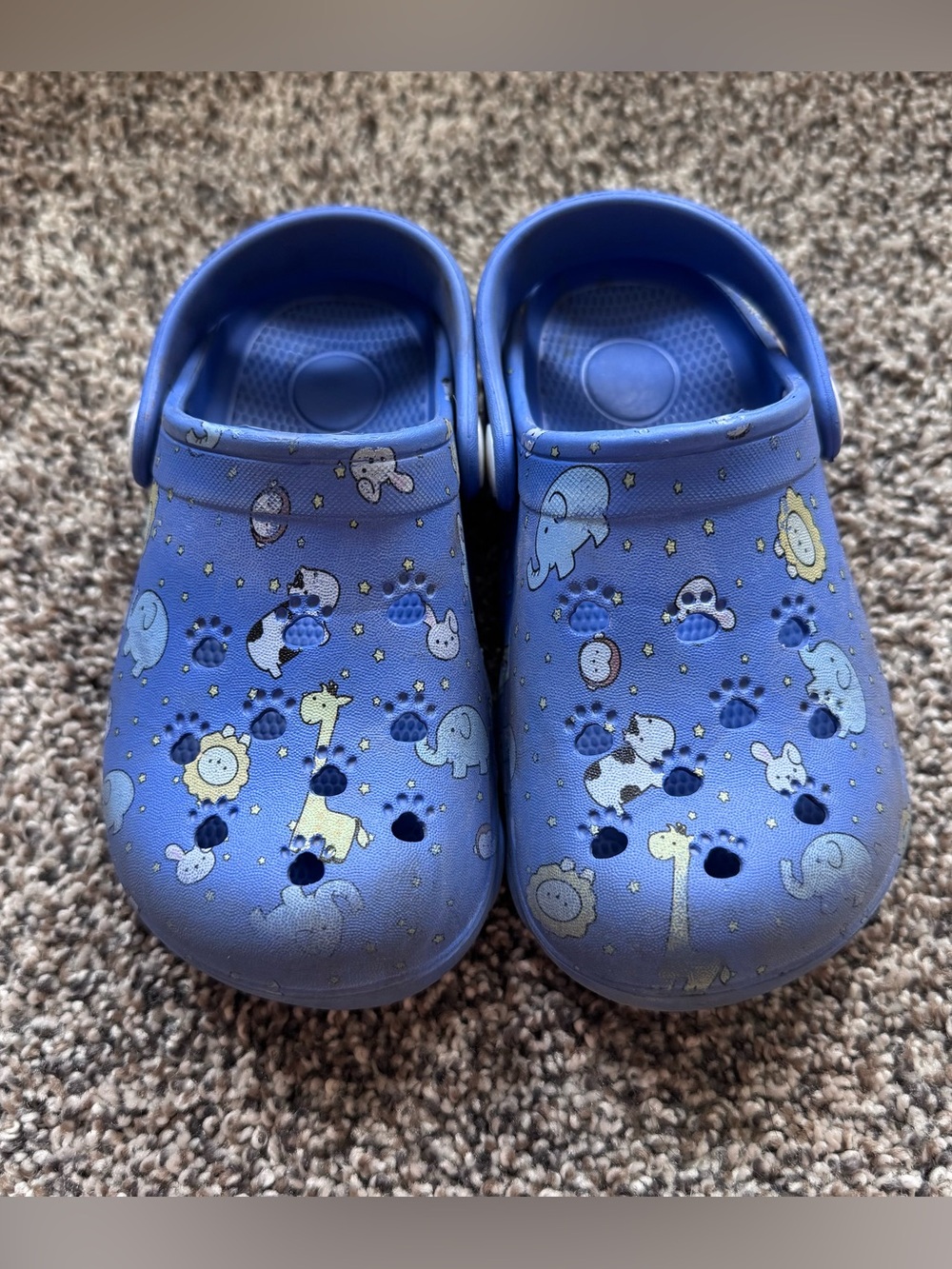 Kids Blue Animal-Print Clog Shoes